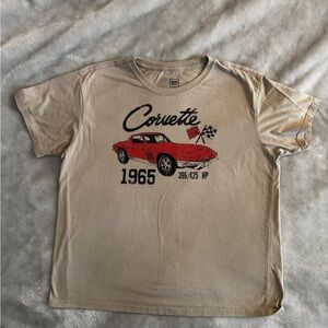 Graphic Tan Short Sleeve Tee with Corvette